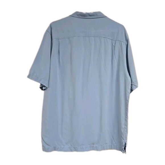 Tommy Bahama Original Fit Button Down Short Sleeve Shirt 100% Silk Blue Men's L - Picture 3 of 8